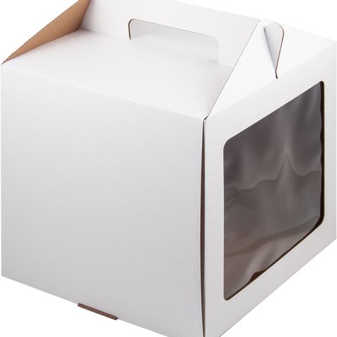 Коробка для торта 26х26х28 с окном из гофрокартона