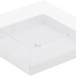 Коробка под муссовые пирожные с пластиковой крышкой 19х19х8 см. на 4 шт. белая