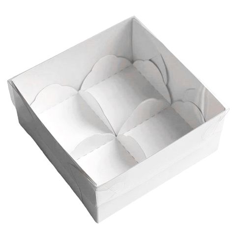 Коробка для моти с пластиковой крышкой 12x12x5,5 см. 4 шт. белая