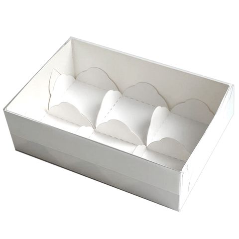 Коробка для моти с пластиковой крышкой 17,5x12x5,5 см. 6 шт. белая