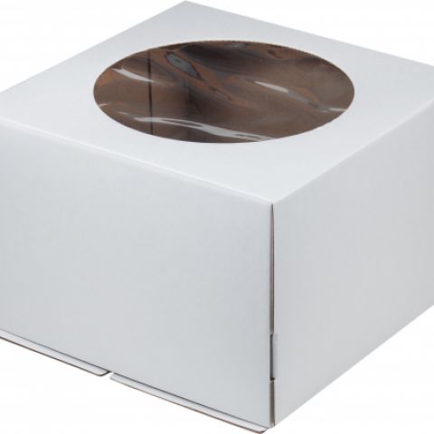 Коробка для торта 24х24х12 см. с круглым окном АКЦИЯ