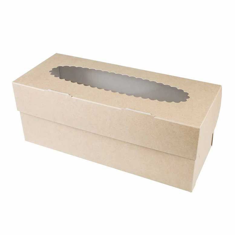Коробка для 3 капкейков крафт ламинированная с окном 25*10*10
