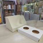 Коробка для 2 капкейков, с пластиковой крышкой, цвет белый, размер 16х10х10 см,