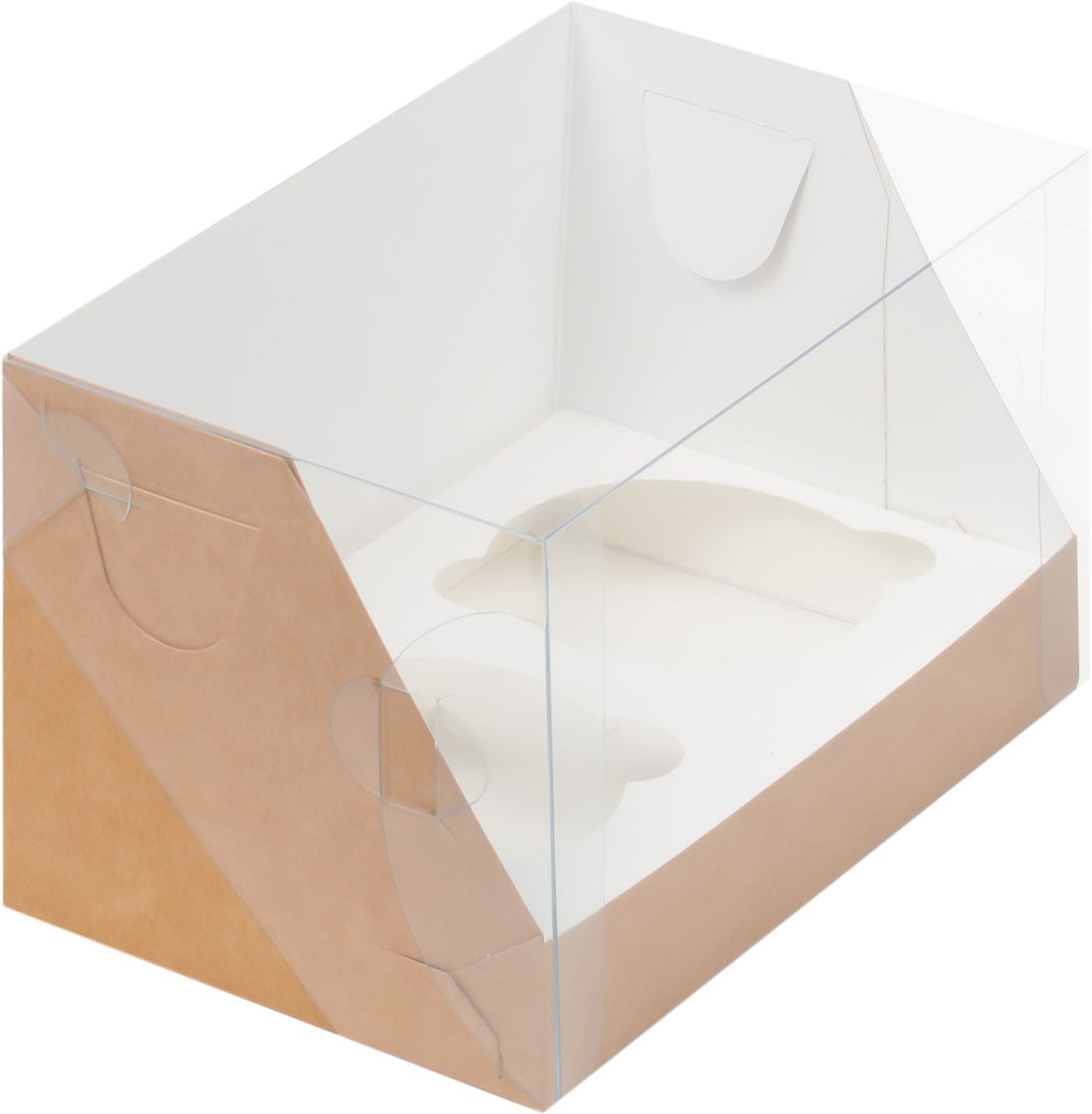 Коробка для 2 кап. 16*10*10 с пластиковой крышкой крафт
