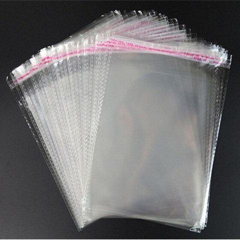 Пакеты прозрачные, с липким скотчем, размер 45х50 см, 10 шт