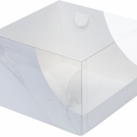 Коробка под торт с пластиковой крышкой 20,5х20,5х14 белая