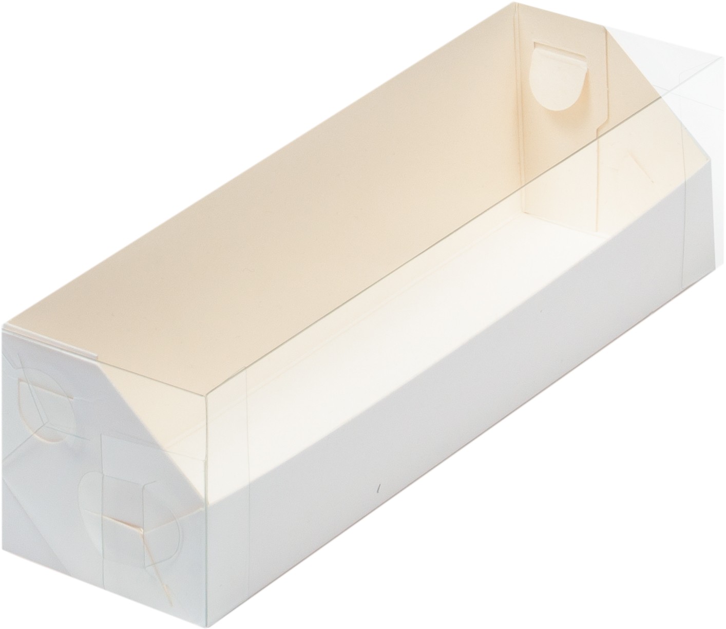 Коробка для макарон с пластиковой крышкой 19х5.5х5.5 см БЕЛАЯ