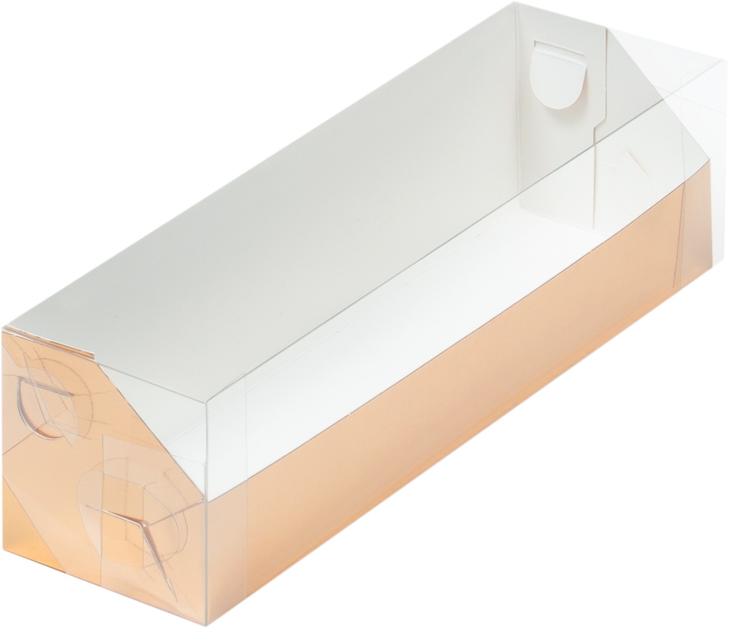 Коробка для макарон с пластиковой крышкой 19х5.5х5.5 см ЗОЛОТО