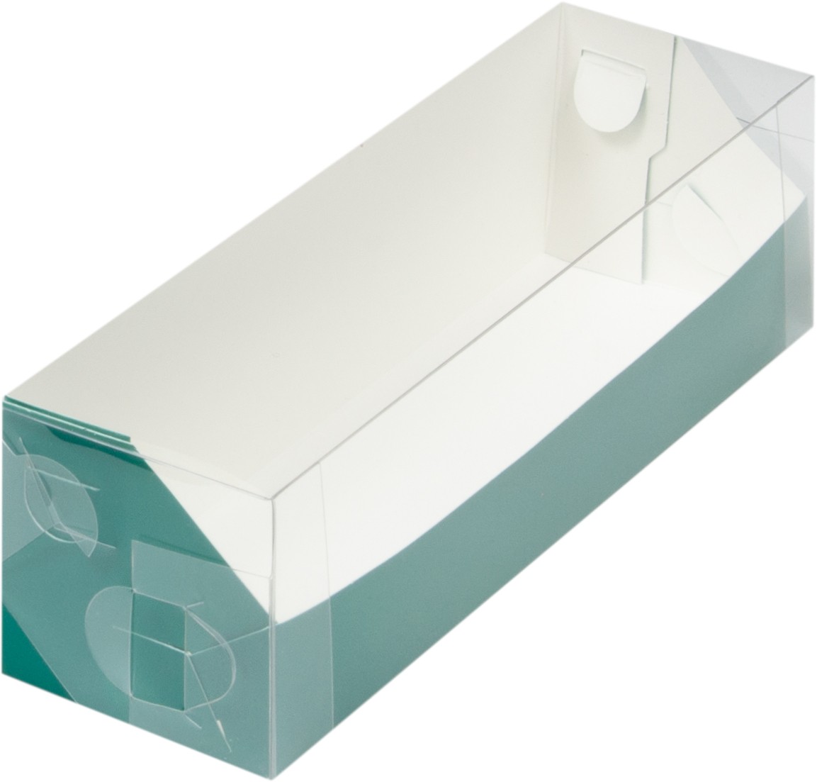 Коробка для макарон с пластиковой крышкой 19х5.5х5.5 см ЗЕЛЕНАЯ МАТОВАЯ