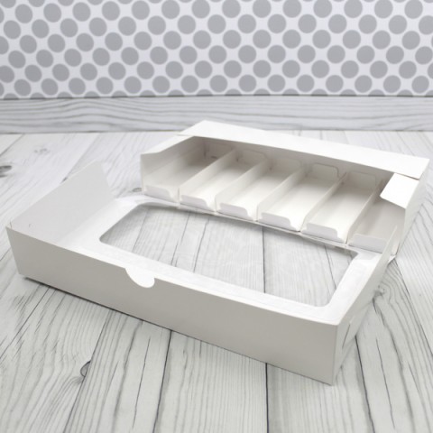 Коробка под пирожные эскимо 33,6х16х5,5 см с окном, 6 ложементов