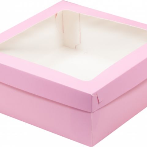 Коробка размер 20х20х7 см, цвет розовый матовый