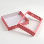 Коробка сборная крышка-дно, розовая, с окном, 29,5 х 23,5 х 6 см