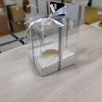 Коробка под капкейки с прозрачным куполом, дно белого цвета, 10 x 10 x 12 см,