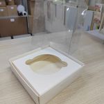 Коробка под капкейки с прозрачным куполом, дно белого цвета, 10 x 10 x 12 см,