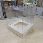 Коробка под капкейки с прозрачным куполом, дно белого цвета, 10 x 10 x 12 см,