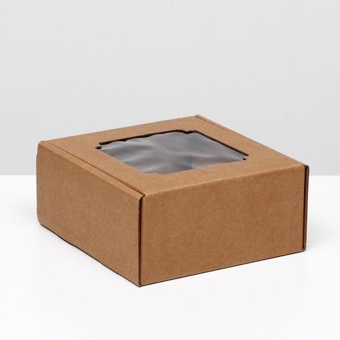 Коробка самосборная, с окном, крафт, 19 х 18 х 9 см