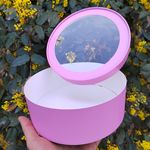 Коробка под зефир круглая с окном диаметр 20x7 мм (розовая)