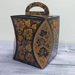 Коробка для кулича 124 мм. узор хохломы черный