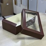 Коробка для макарон с окном 21x10x5,5 см. шоколад