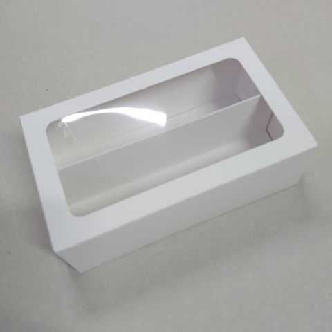 Коробка для 14 макарон с окном 19x11x5,5 см белая