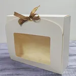 Коробка с окном с завязками белая 24*19,5*7