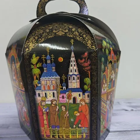 Коробка для кулича 110 мм ПАЛЕХ (черная)