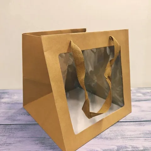 Пакет крафт с окном 25*25*25