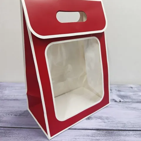 Пакет с окном на липучке ассорти 35*25*15 бол, красный