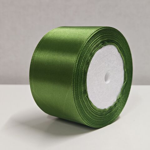 Атласная лента 50 мм 22,5м, темно-салатовый