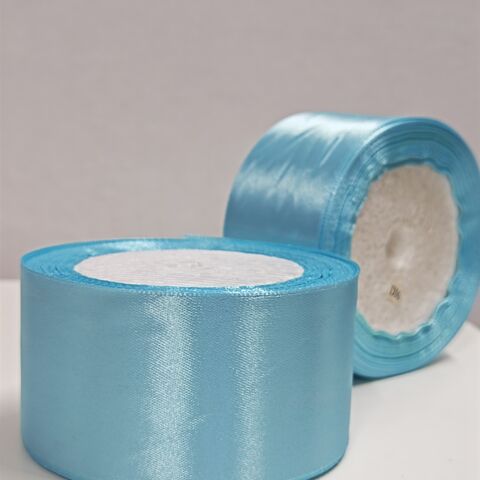 Атласная лента 50 мм 22,5м, светло-голубой