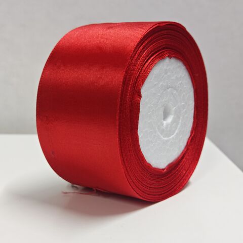 Атласная лента 50 мм 22,5м, красный