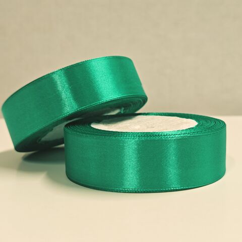 Атласная лента 25мм длина 22,5м, зеленая