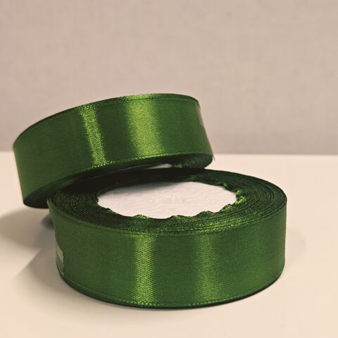 Атласная лента 25мм длина 22,5м, темно-салатовый
