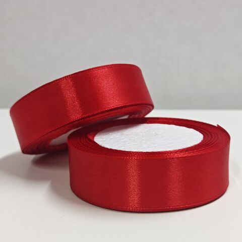 Атласная лента 25мм длина 22,5м, красный