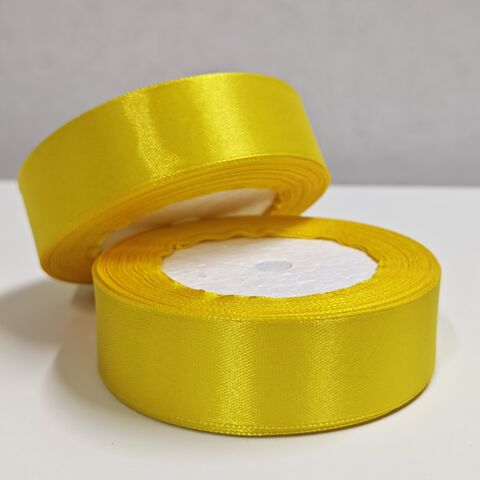 Атласная лента 25мм длина 22,5м, желтый
