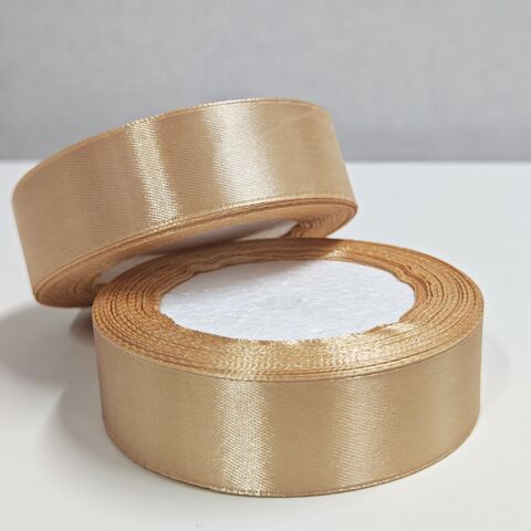 Атласная лента 25мм длина 22,5м, бежевый