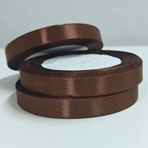 Атласная лента 12 мм длина 22,5м, шоколадный