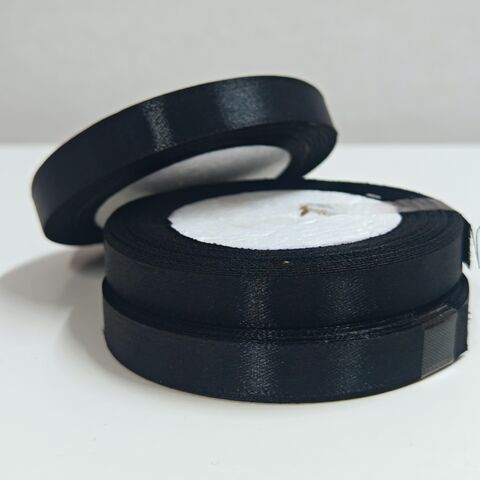 Атласная лента 12 мм длина 22,5м, черный