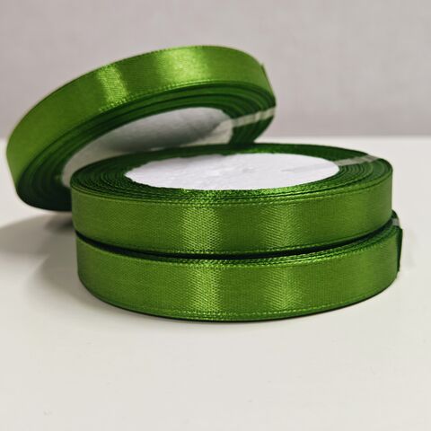 Атласная лента 12 мм длина 22,5м, темно-салатовый