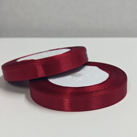 Атласная лента 12 мм длина 22,5м, бордовый