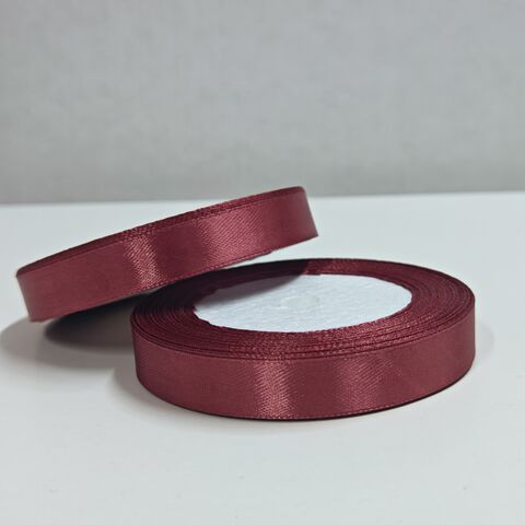 Атласная лента 12 мм длина 22,5м, винный