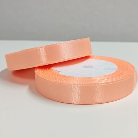 Атласная лента 12 мм длина 22,5м, персиковый
