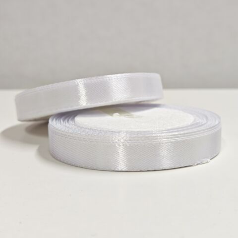 Атласная лента 12 мм длина 22,5м, белый