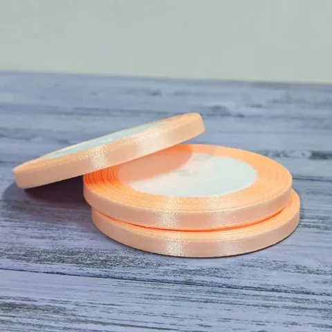 Атласная лента 6 мм длина 22,5м, персиковый