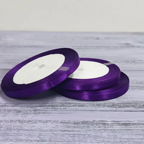 Атласная лента 6 мм длина 22,5м, темно-фиолетовая