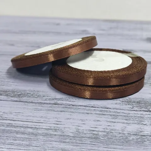 Атласная лента 6 мм длина 22,5м, шоколадный