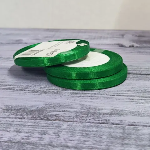 Атласная лента 6 мм длина 22,5м, зеленый