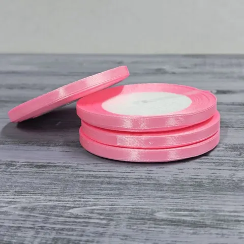 Атласная лента 6 мм длина 22,5м, розовый