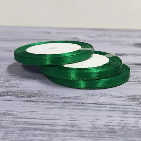 Атласная лента 6 мм длина 22,5м, темно-зеленый