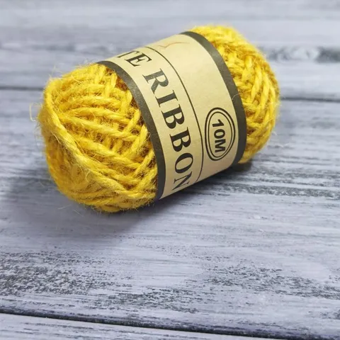 Шпагат джутовый цветной 10 метров, желтый